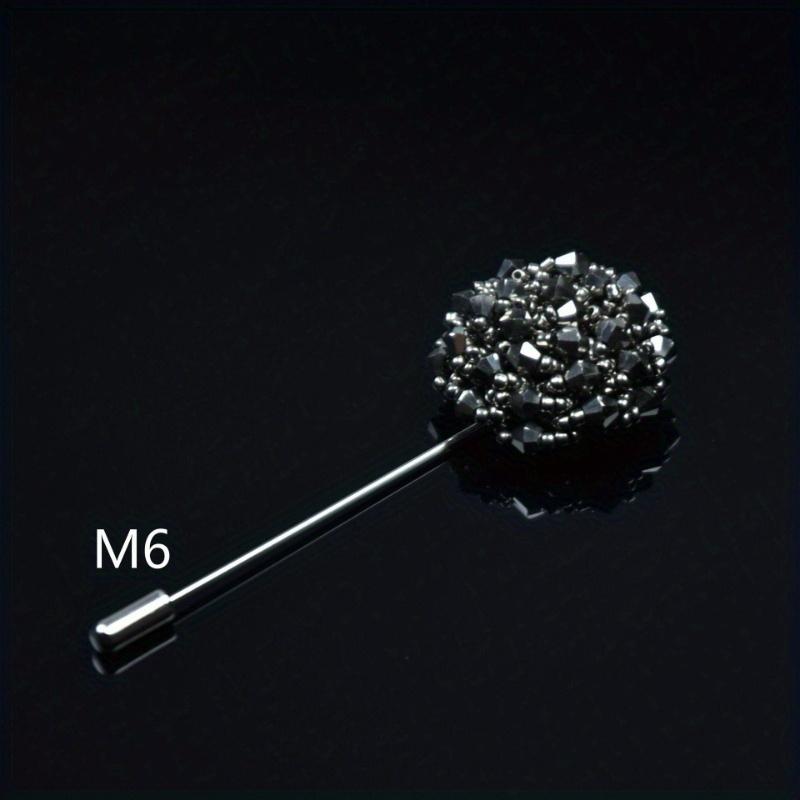 Fashion Crystal Flower Men's Brooches Long Brooch Pins Handmade Men's Lapel Pin for Suits Rhinestone Men Fashion Jewelry