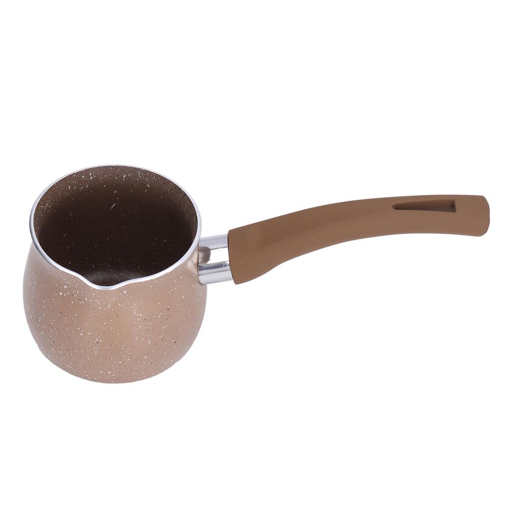 Nonstick Milk Pan 8cm Dia Single Handle Aluminum Alloy Cooking Pot for Coffee Butter ChocolateBrown