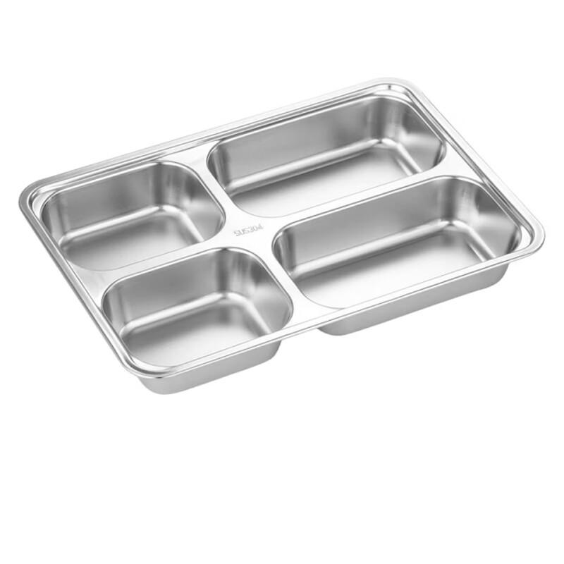 LIJIA KITCHENWARE 304 Stainless Steel Rectangular Four-Compartment Meal Tray