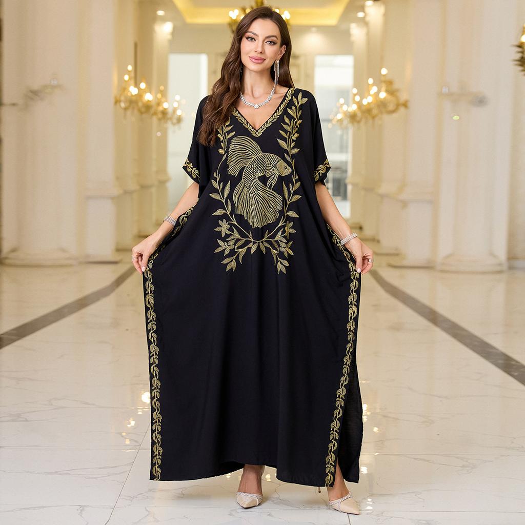 Moda damska Lato Wiosna Kwiatowy wzór Nadruk Rękawy 1/2 Dekolt w serek Luźna talia Sukienki codzienne