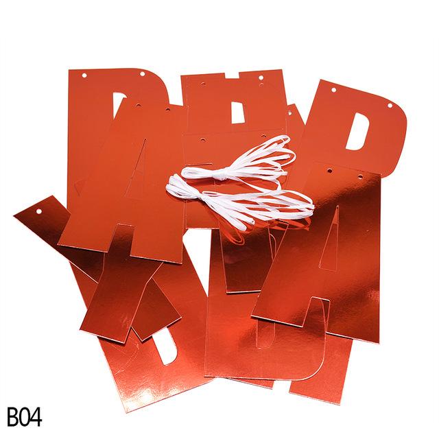 Gold Glitter Happy Birthday Laser Cut Banner with Pearlescent Paper Letters