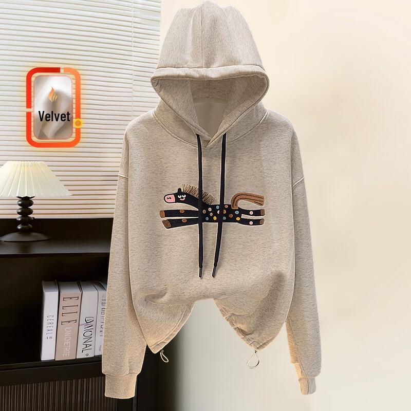 

Silverbush Women s Embroidered Hooded Fleece Sweatshirt One Size