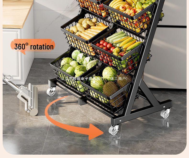 Estante de Armazenamento Multicamadas para Cozinha e Sala de Estar com Rodas para Legumes, Frutas, Louças e Lanches
