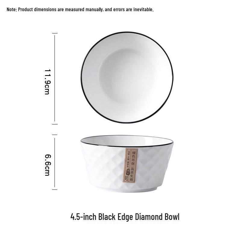 Nordic Style 5-Inch Creative Diamond Ceramic Soup Bowl Set - 10 Pieces