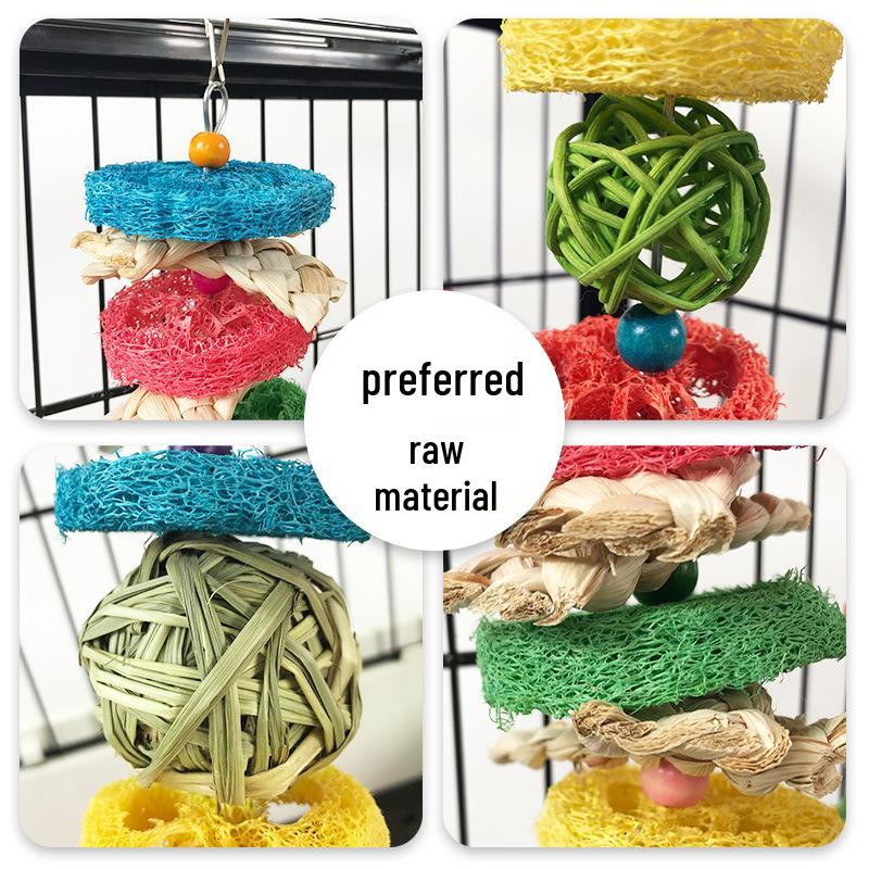 Straw Woven Chewing Toys & Decorative Hanging String for Bird Cages