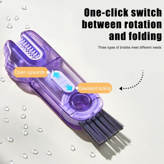 2/3Pcs 3 In 1 Cleaning Brushes Cartoon Design Food-Grade Anti-Slip Handle Gap Brush Portable Long Bristle Bottle Cleaner