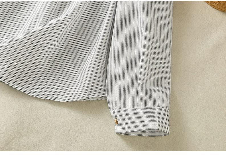 Artistic Cotton Linen Striped Long Sleeve Casual Loose Plus Size Shirt 2025