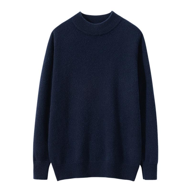 Hochwertiger Kaschmir-Strickpullover für Herren - Doppelfaden, Hoher Halbrollkragen für Herbst/Winter-Wärme