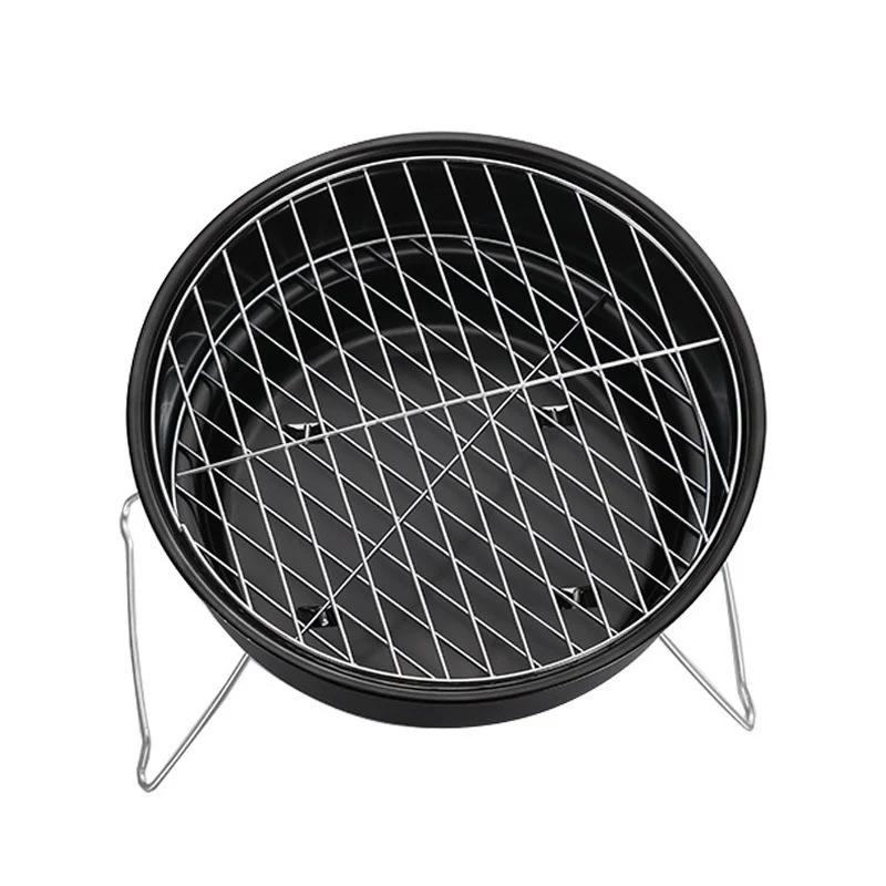 Portable BBQ Grill Non-stick Surface Folding Barbecue Charcoal Grill Mini Round Outdoor Camping Picnic BBQ Tool