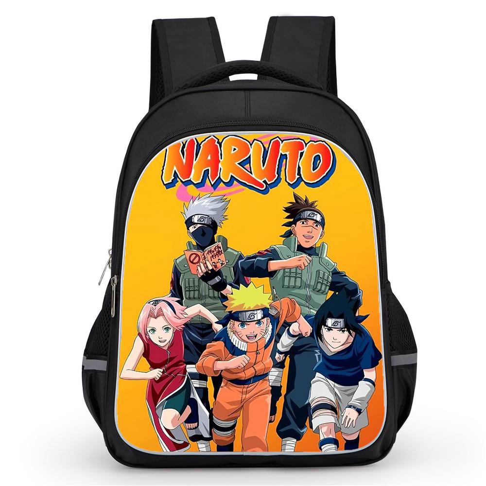 Dual Zipper Pockets, NARUTO Design Suitable For Boys&Girls, Durable 16-inch Lightweight Kids Cartoon Student Backpack Age 5-11.