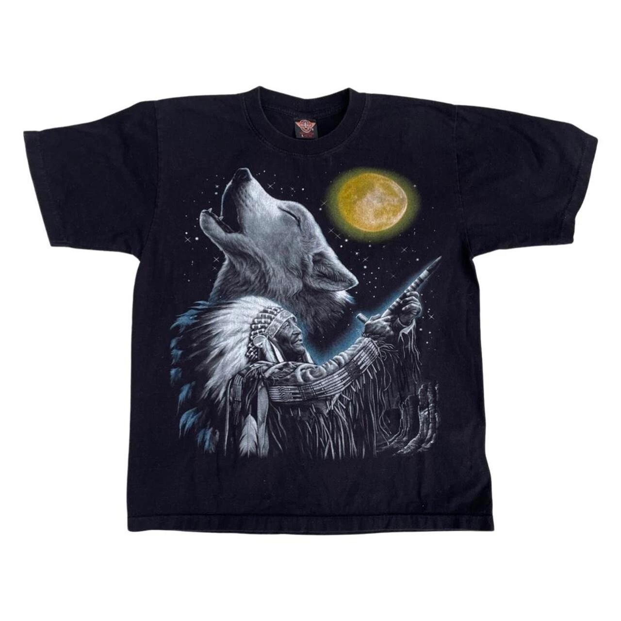 Vintage 1994 Wolf Howling In the Moonlight Single Stitch T-Shirt - Sz L 2XL