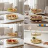 Double Layer Fruit Tray Colored 2 Tier Decorative Leaf Pattern Dessert Stand for
