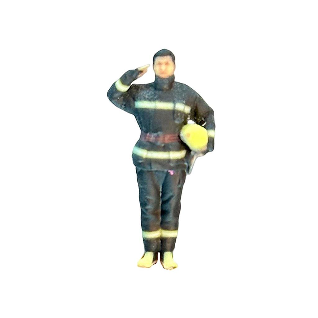 1/64 Scale Firefighter Model Miniature Model Tiny People Model for Building Diorama DIY Scene Photography Props Decoration