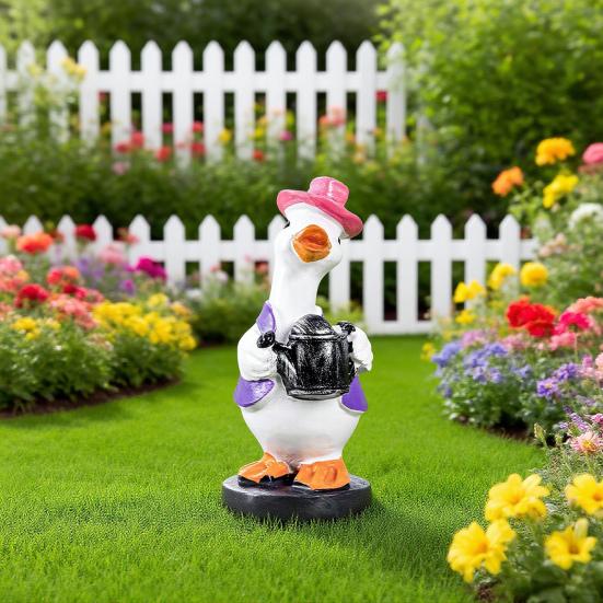 Gardening Duck Statue Outdoor Garden Yard Farm Duck Resin Figurine