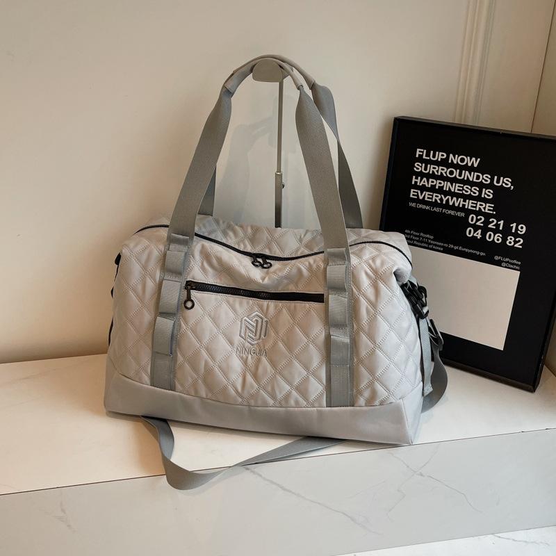 Rhombus Fitness Bag Portable Yoga Bag Women's Dry and Wet Separation Waterproof Large Capacity Luggage Bag Short-haul Travel Bag