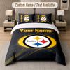 Custom Bedding Set Pittsburgh Steelers Pattern, Print Name Text 1 Duvet Cover Plus 2 Pillowcases Home Textile