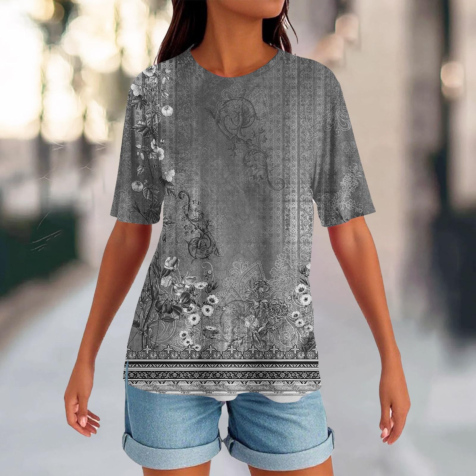 

Женский круглый вырез с разрезом по низу, модный повседневный однотонный топ с короткими рукавами S