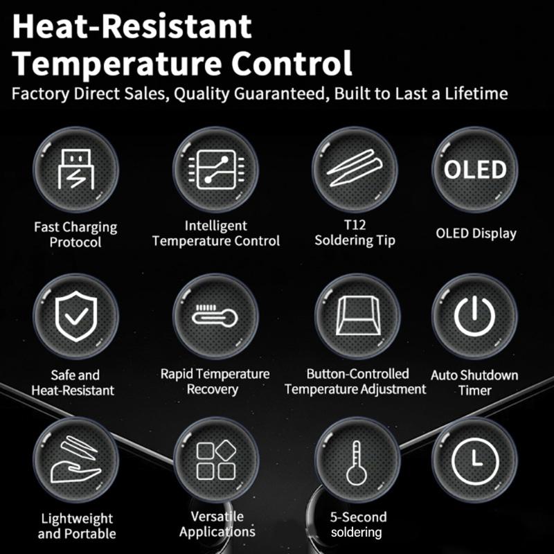 Intelligent Temperature Control Soldering Iron 96W Welder High Power Welding Pen for Fast Heating &Precise Welding