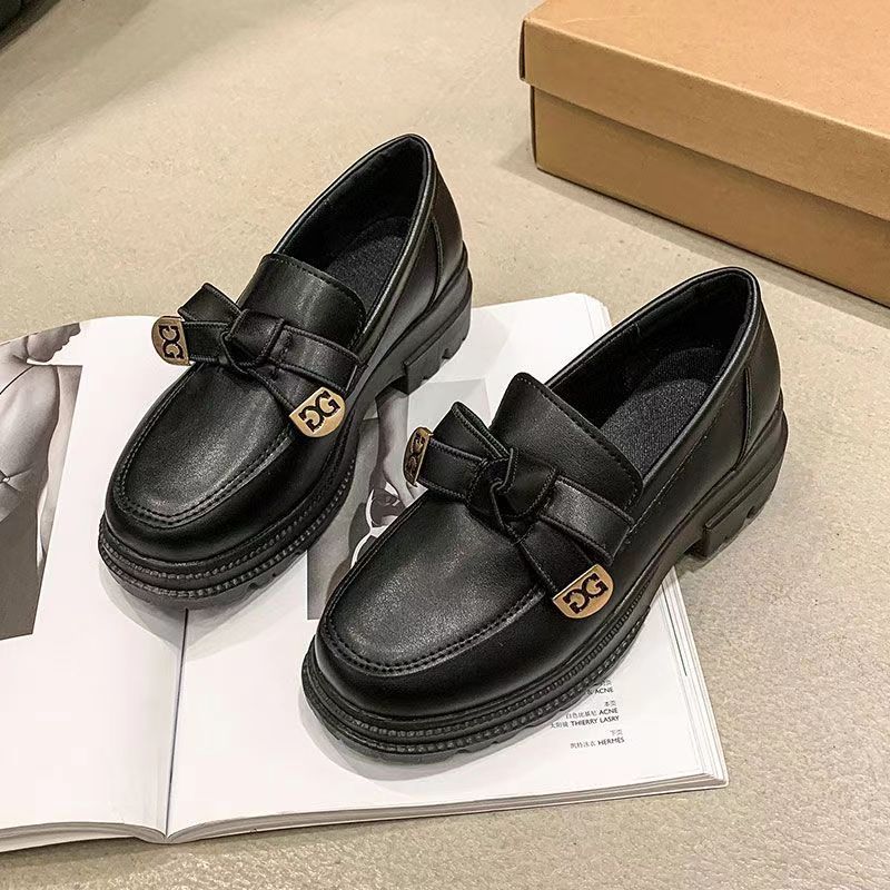 French small fragrant style loafer single shoes women's 2025 spring and autumn new thick-soled British style jk small leather shoes black women's shoe