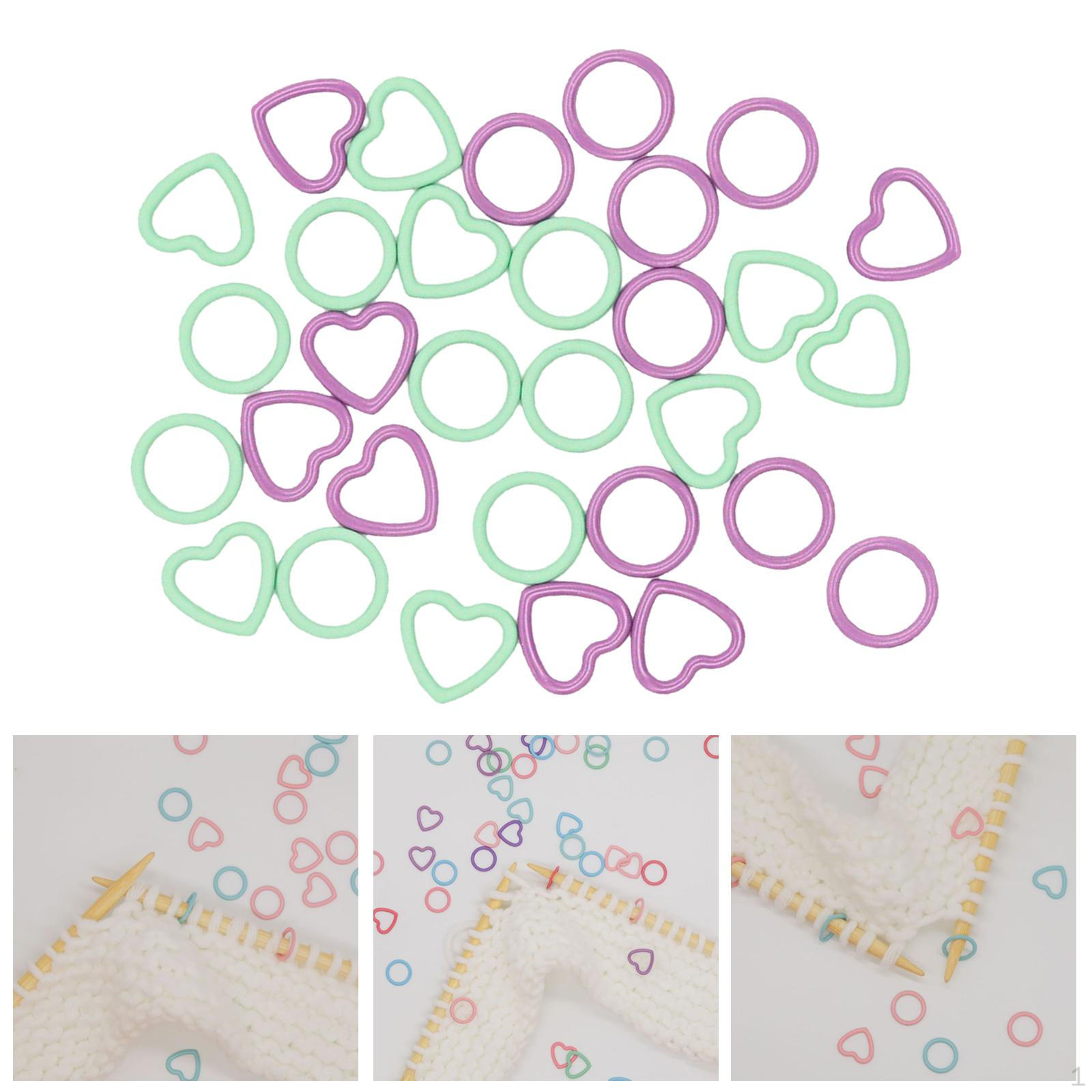 

32 маркера для вязания крючком, аксессуары, кольцо для разделенных стежков Purple green