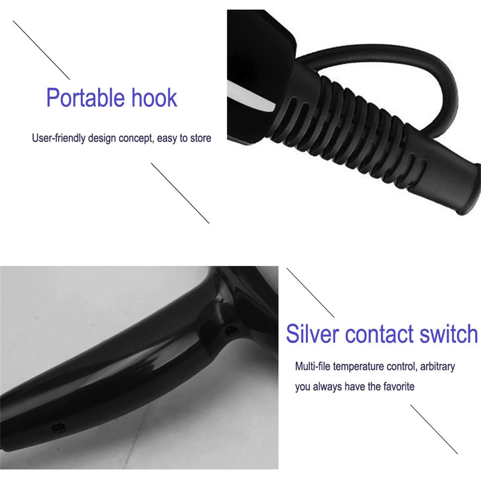 Wiwilys бытовой фен для волос 2200 Вт черный тепловой вентилятор сушилка для салона — фото 9