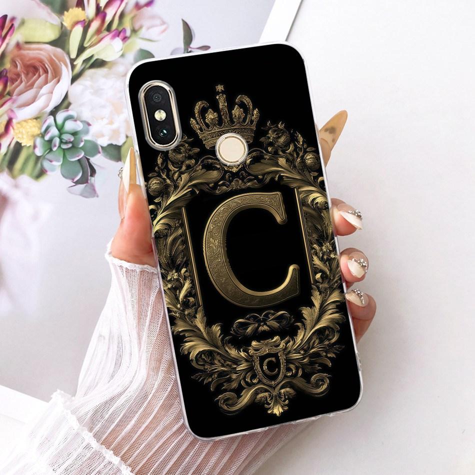 For Xiaomi Redmi Note 6 Pro Royal Crown Initial Letter Couple Phone Case For Redmi Note6 Soft Silicone TPU Covers Bumpers