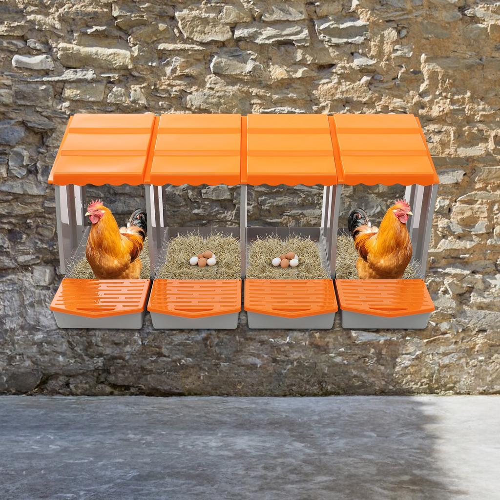 4-Fächer Hühnerlegekasten für die Eierlegung, Geflügel-Nistkasten mit einfacher Eiersammlung, Hühnerstallzubehör aus PP-Material