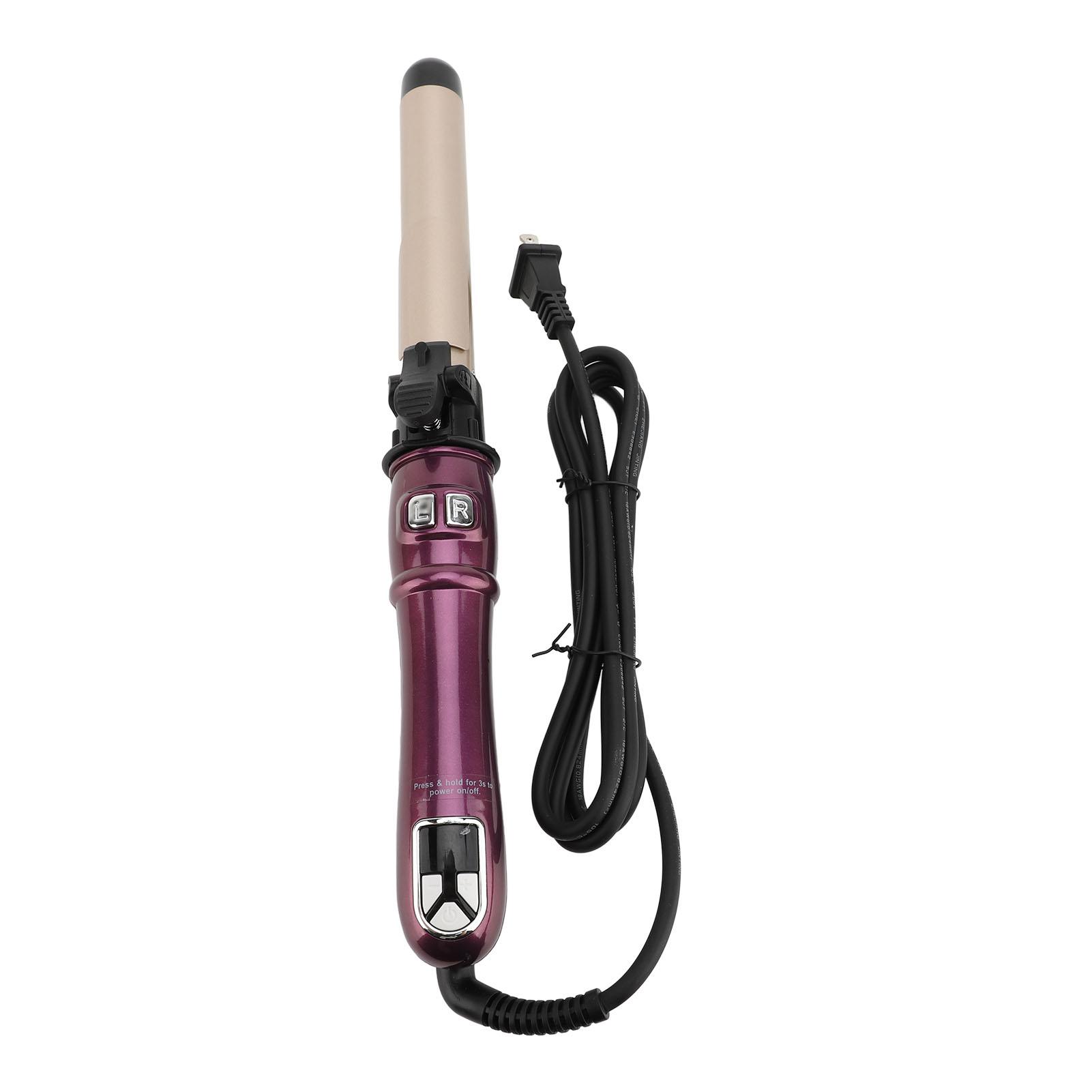 

50 Вт Автоматическая плойка для волос Самовращающаяся Регулируемая температура Защита от ожогов Нагрев PTC Керамика US Plug фиолетовый