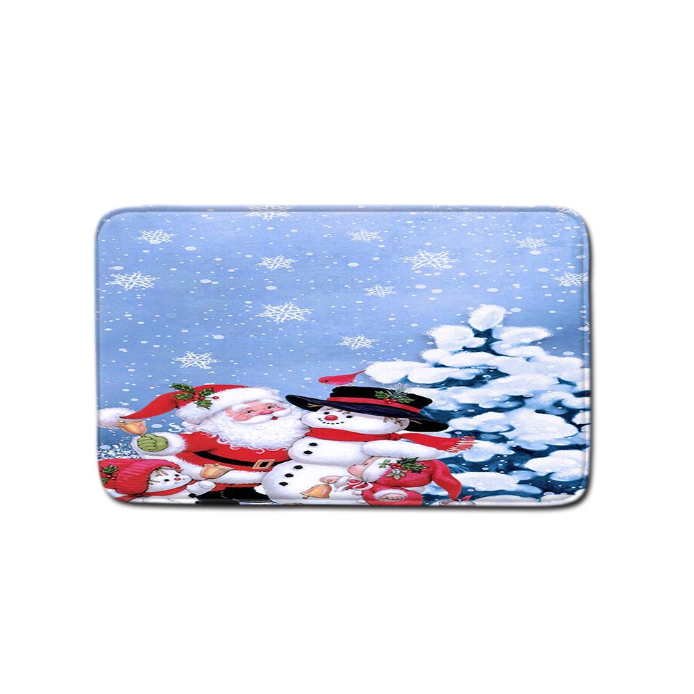 Christmas Bathroom Shower Curtain Four-Piece Combination Floor Mat Bathroom Water Absorbent Non-Slip Door Mat Bedroom Carpet