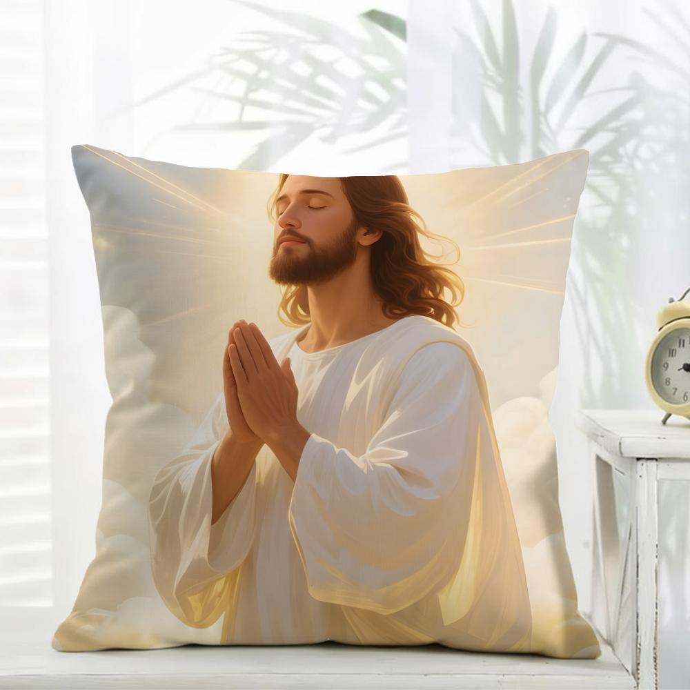 J-Jesus Christus Kissen Religiöse Dekoration Kissenbezug Täglich Waschbar Leinen Kissenbezug Weich Für Sofa Bett Wohnzimmer Dekoration