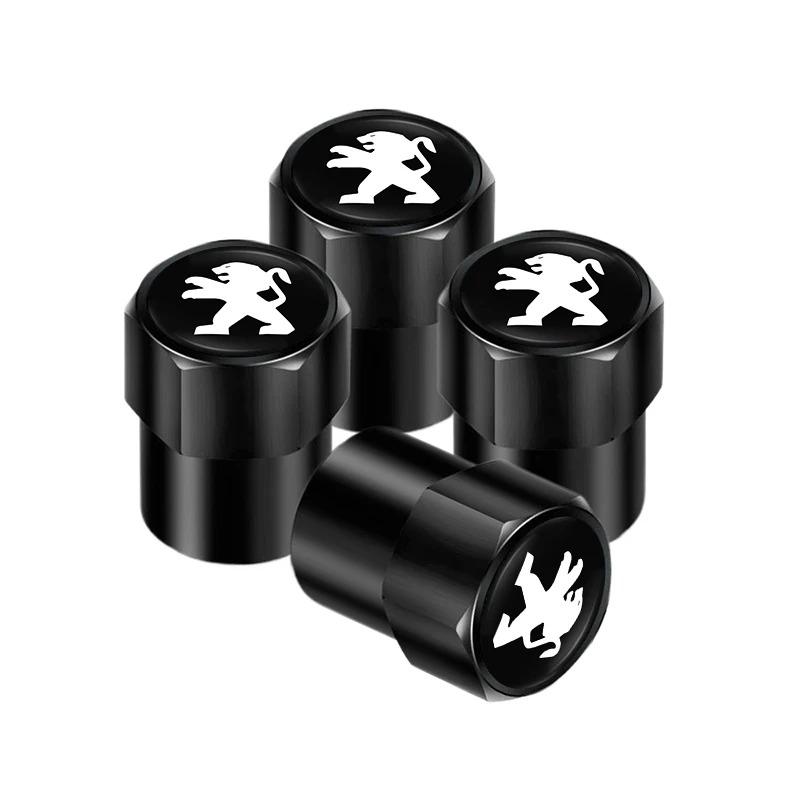 4PCS Aluminum Alloy Car Tire Valve Stem Caps For Peugeot 206 207 307 308 408 508 2008 3008 5008 Wheel Dustproof Decor Covers