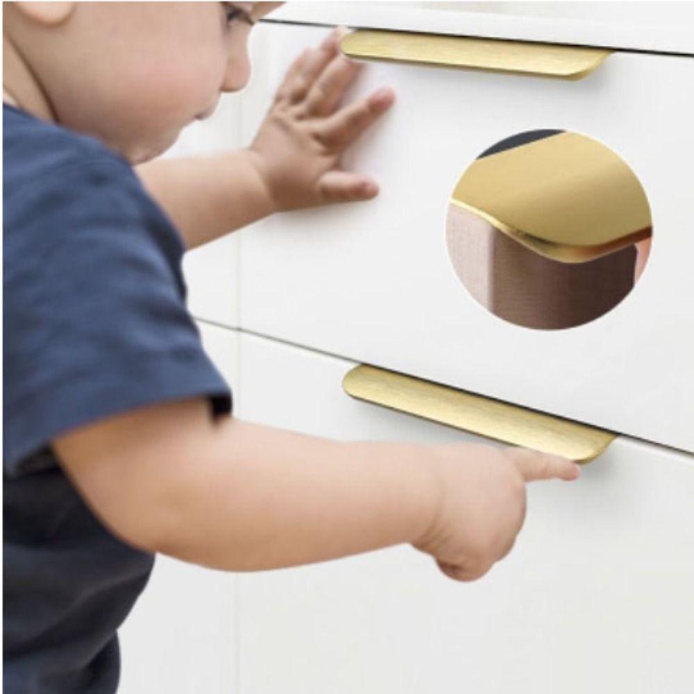 Aluminum Zinc Zinc Alloy Nvisible Cabinet Handles Morandi Color Embedded Wardrobe Handles  Drawer Handle