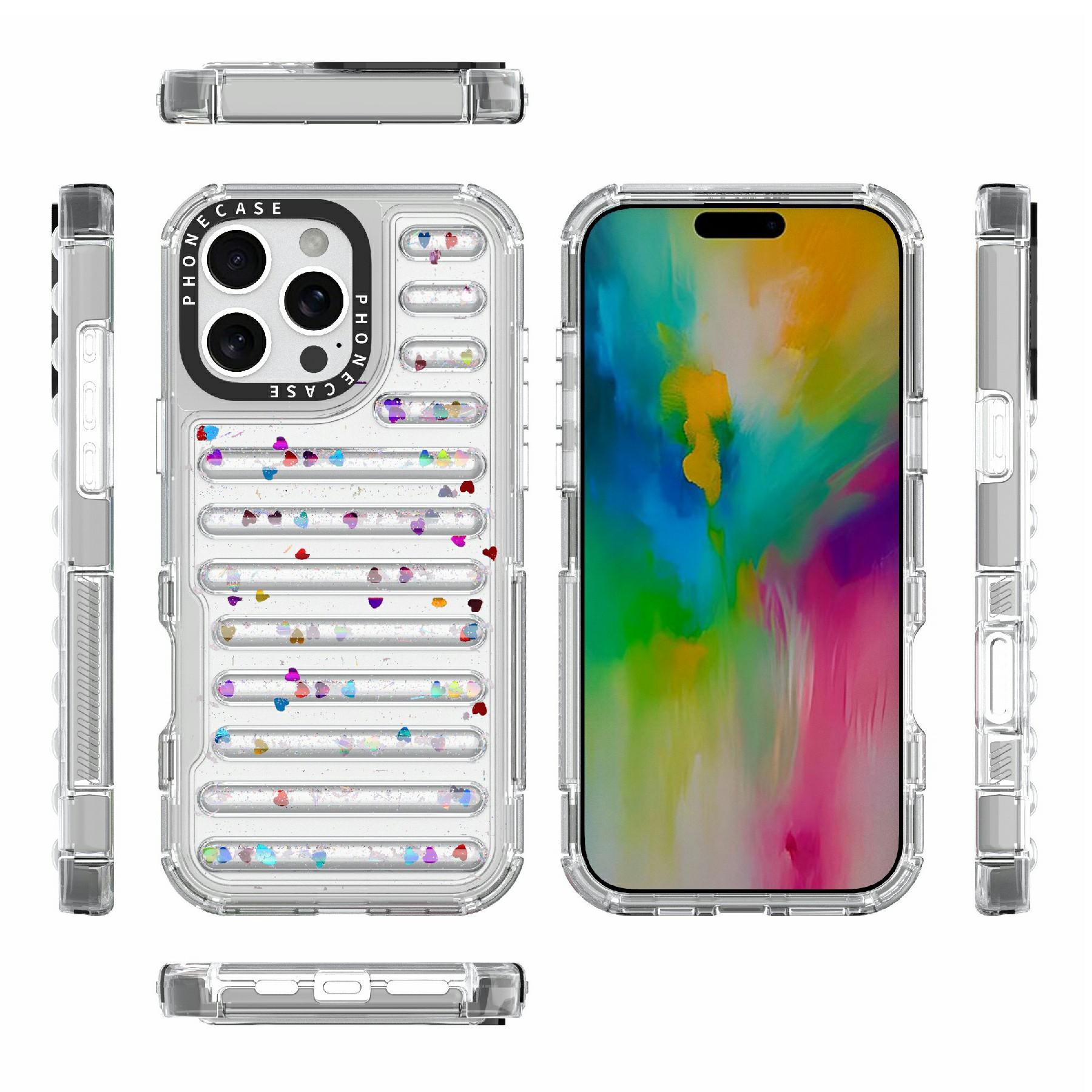 

For iPhone 16 Pro Max Case Capsule Glitter PC+TPU Phone Protective Cover Sequins