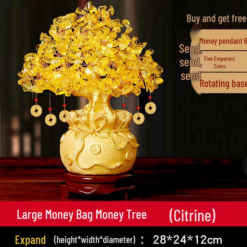 Citrine Money Tree Ornament - Home Decoration for Living Room, Housewarming, New Year, or New Home Opening Gift