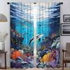 Marine Animal World Blackout Curtain for Room 2 Panel Elegant Room Curtains Partition Halloween Decoration Shades Living Kitchen