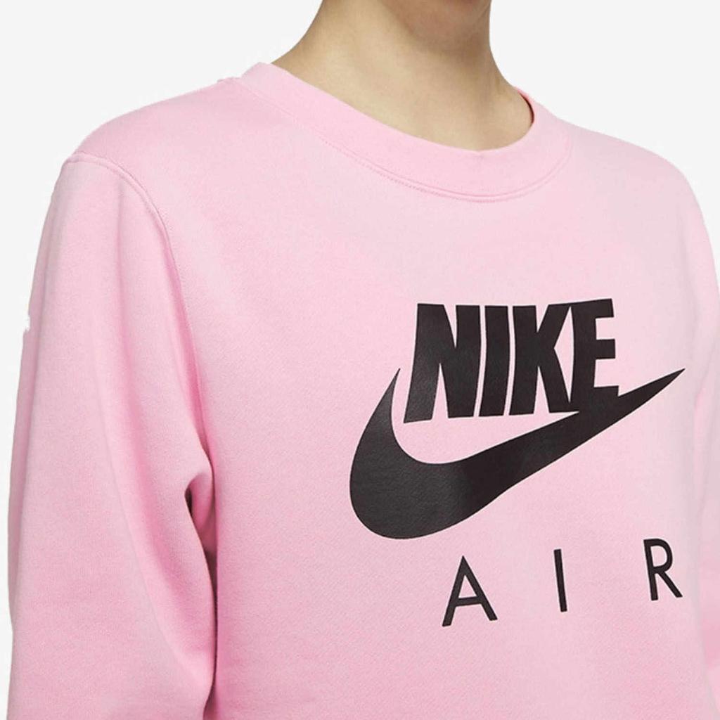 Nike Logo Print Crew Neck Sweatshirt Women Tops Pink DA3191-636