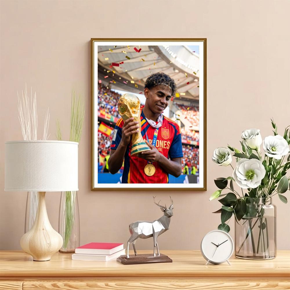 Lamine Yamal 19 Football Star 5D Diy Diamond Painting Round Diamond Diy Frameless Holiday Artwork Suitable For Home Office Wall Decoration