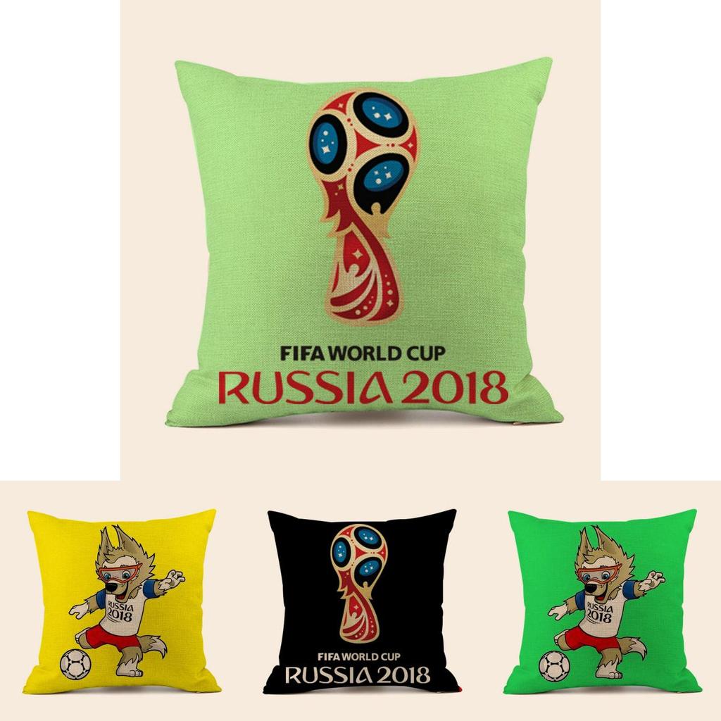 World Cup 32 Teams Football Emblem Cotton Pillow Cover For Bar Gift Decor