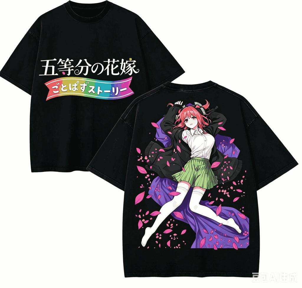 The Quintessential Quintuplets Anime Lover Tshirt Harajuku Cotton Newmodel High Street Retro Oversized Unisex Harajuku Couples
