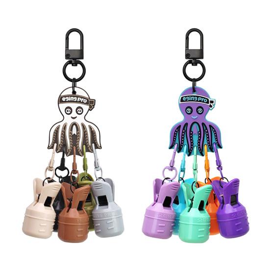 6Pcs/Set Fishing Squid Hook Cover Portable Squid Jig Hook Protector with Carabiner Fishing Jig Lure Protective Case Caps Bonnets Fishing Accessories