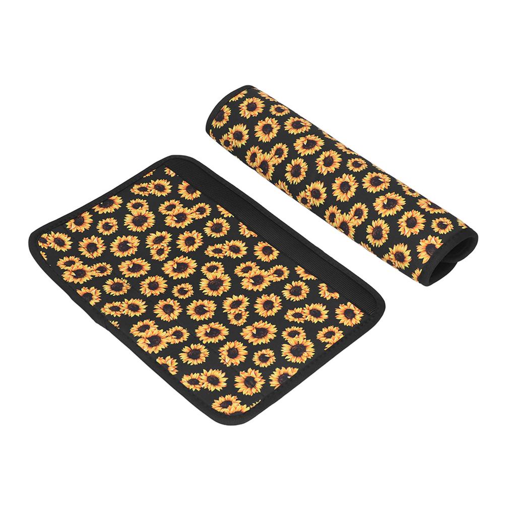 2pcs Seat Belt Shoulder Pads Soft Cushions Sunflower Pattern Comfortable Driving Universal for Car