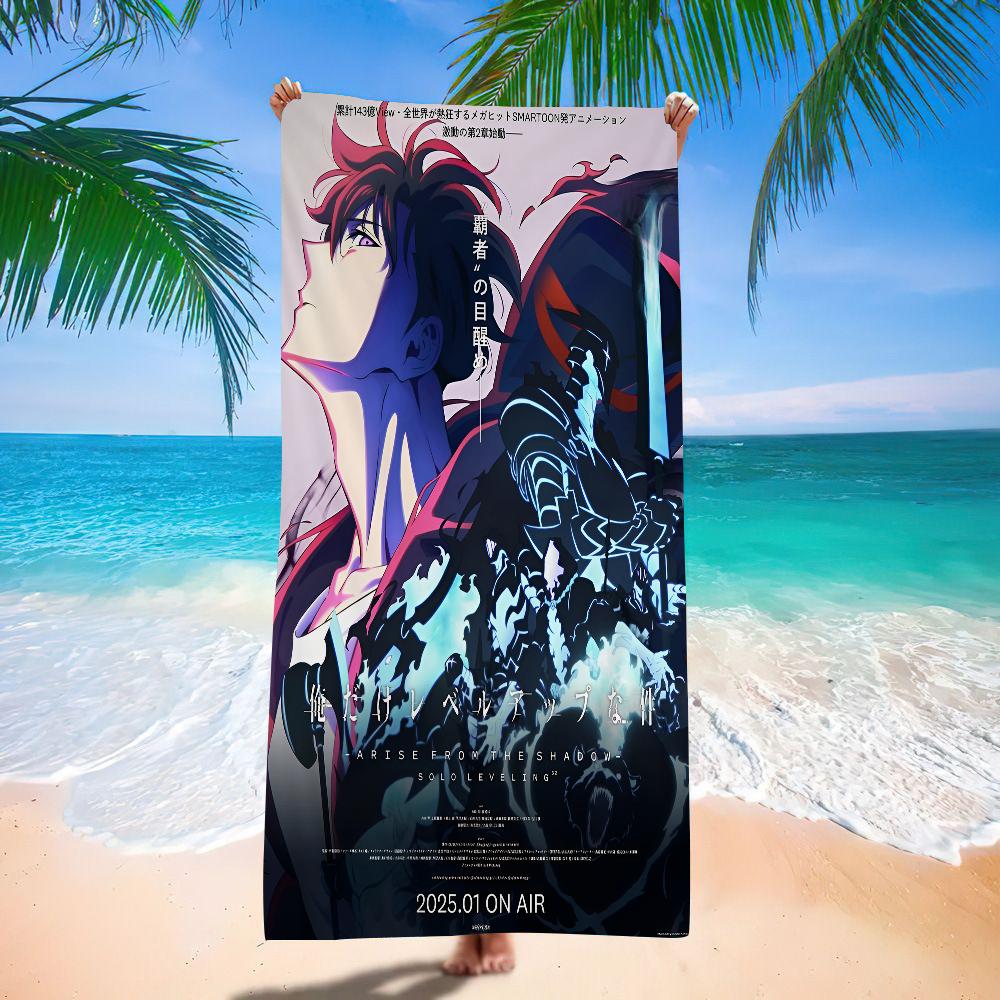 Anime Solo Leveling Microfiber Beach Towel Absorbent Quick Dry Soft Yoga Swimming Resort Mountain Climbing Towel