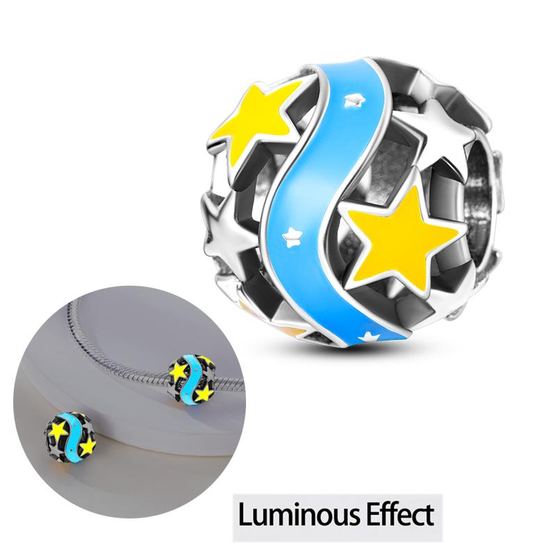 Twelve Constellations Star Sign Copper Vintage Zodiac Beads Fluorescent Charms Fit Original Bracelet