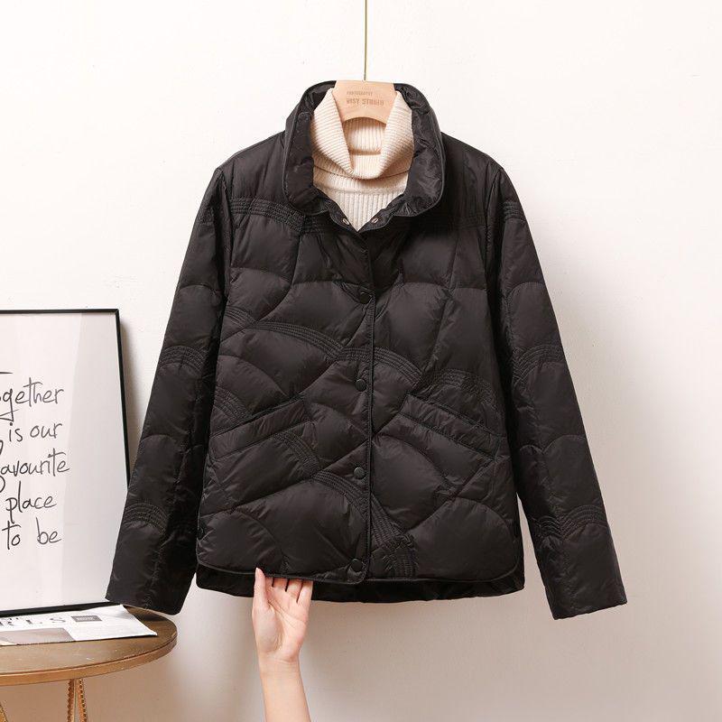 Korean Split Diamond Pattern Short Down Jacket with Stand-Up Collar