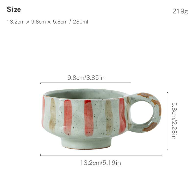 Japanese hand-painted retro graffiti ceramic coffee cups handmade rough pottery creative gifts cross-border special gift accompa 200-400ml красный