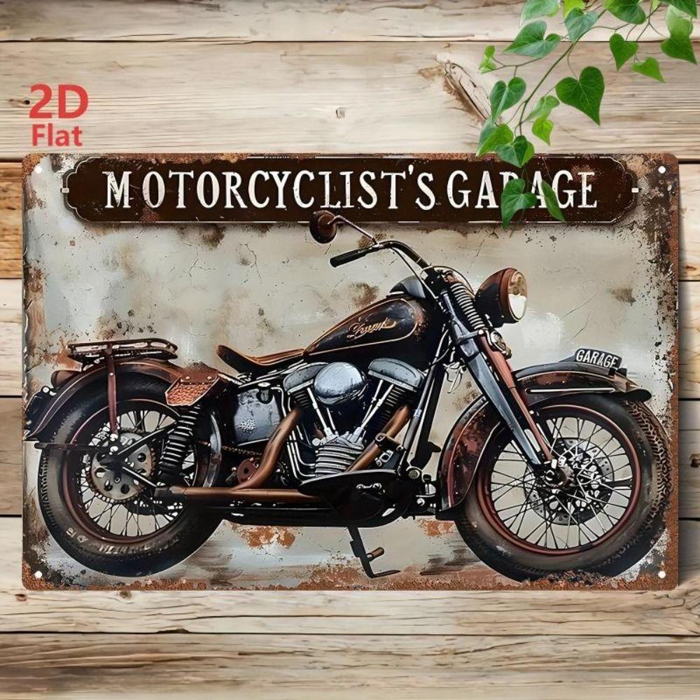 Retro Motorcycle Tin Sign Man Cave Garage Decor 20x30 Cm Metal Poster