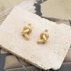 Stylish And Simple Titanium Steel Striped Knotted Stud Earrings Jewelry Niche Design 18K Gold Earrings