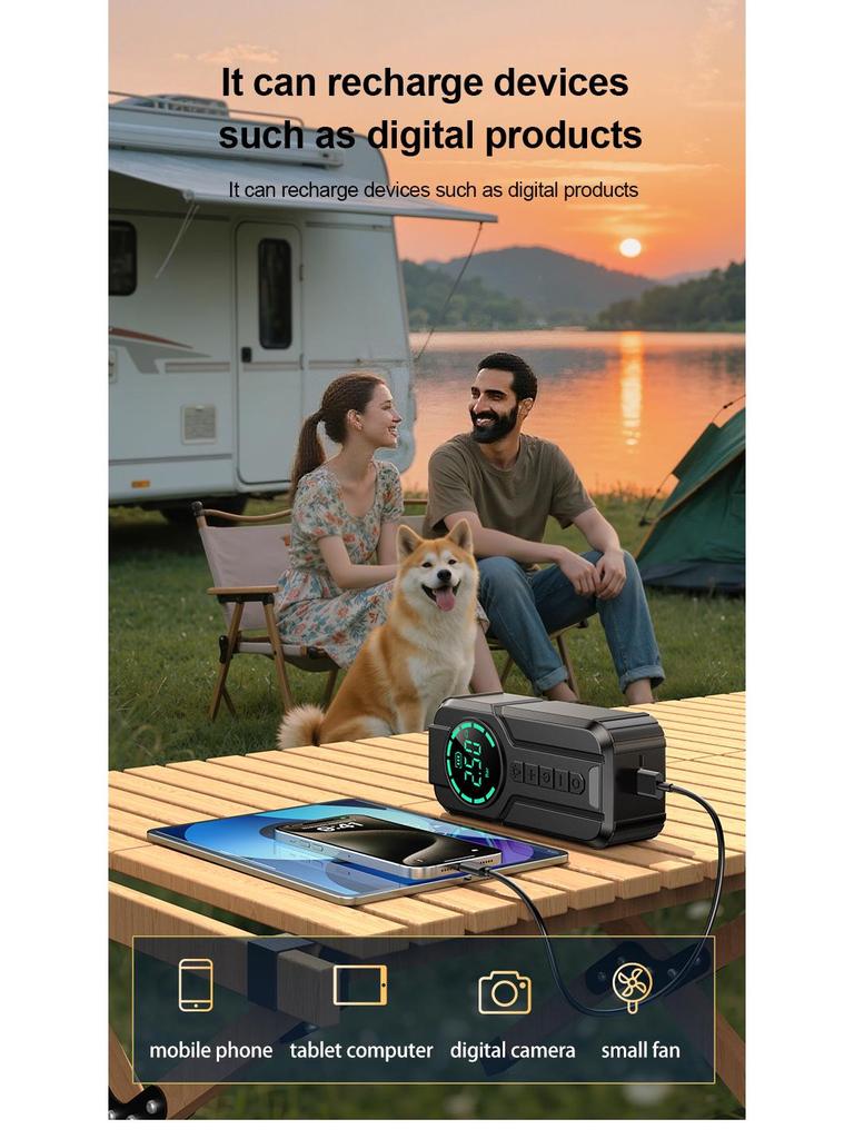 Multi-Function Portable Car Jump Starter & Inflator Power Bank