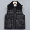 Women's Down Vest with Knitted Lapel Patchwork Vest Outer Wear Button-up Cotton Vest Vest Jacket for Autumn and Winter