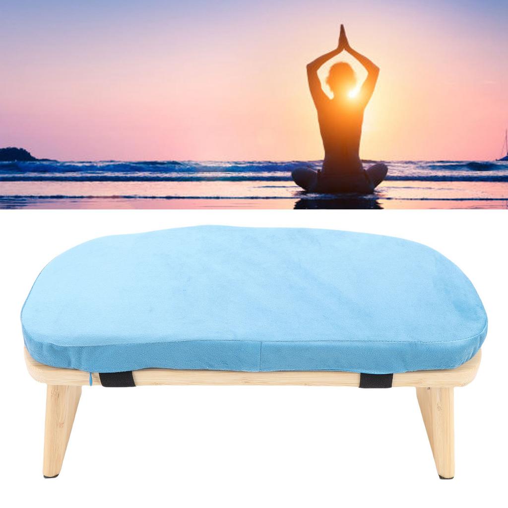 Wooden Meditation Bench Ergonomic Detachable Meditation Kneeling Stool Soft Cushion for   with Carry Bag
